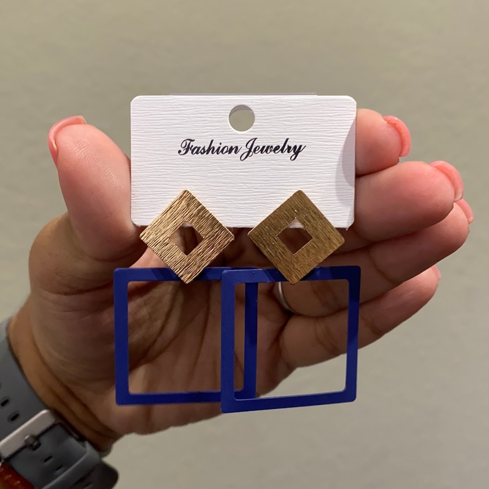 New- Blue/ Gold Earrings